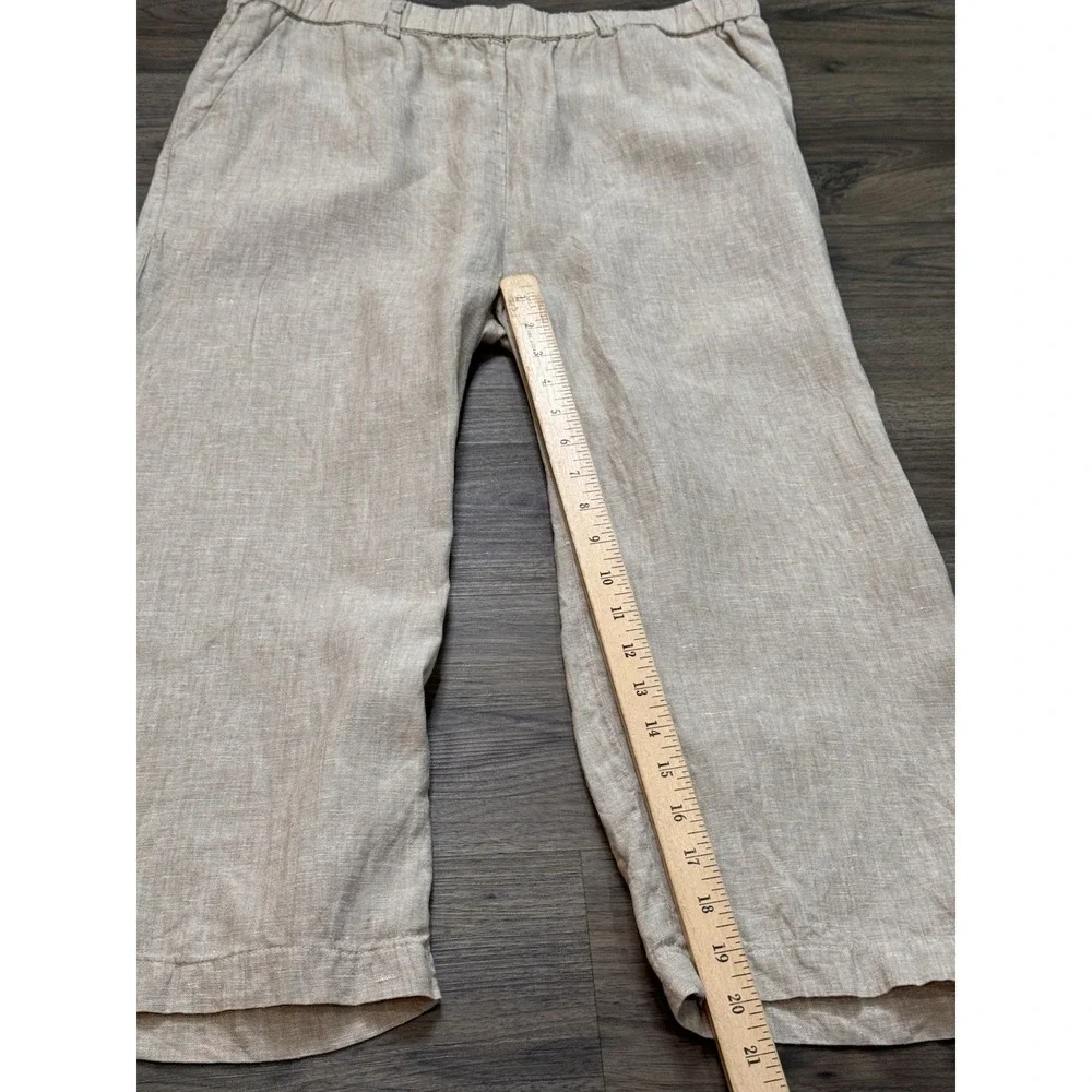 Quince 100% European Linen Pants L Wide Leg Flax Beige Quiet Luxury